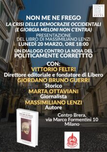 Me ne frego, Locandina di presentazione di “Non me ne frego. La crisi delle democrazie occidentali (e Giorgia Meloni non c’entra)”