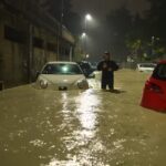 Reno, Via San Mamolo allagata a Bologna