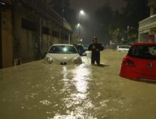 Reno, Via San Mamolo allagata a Bologna